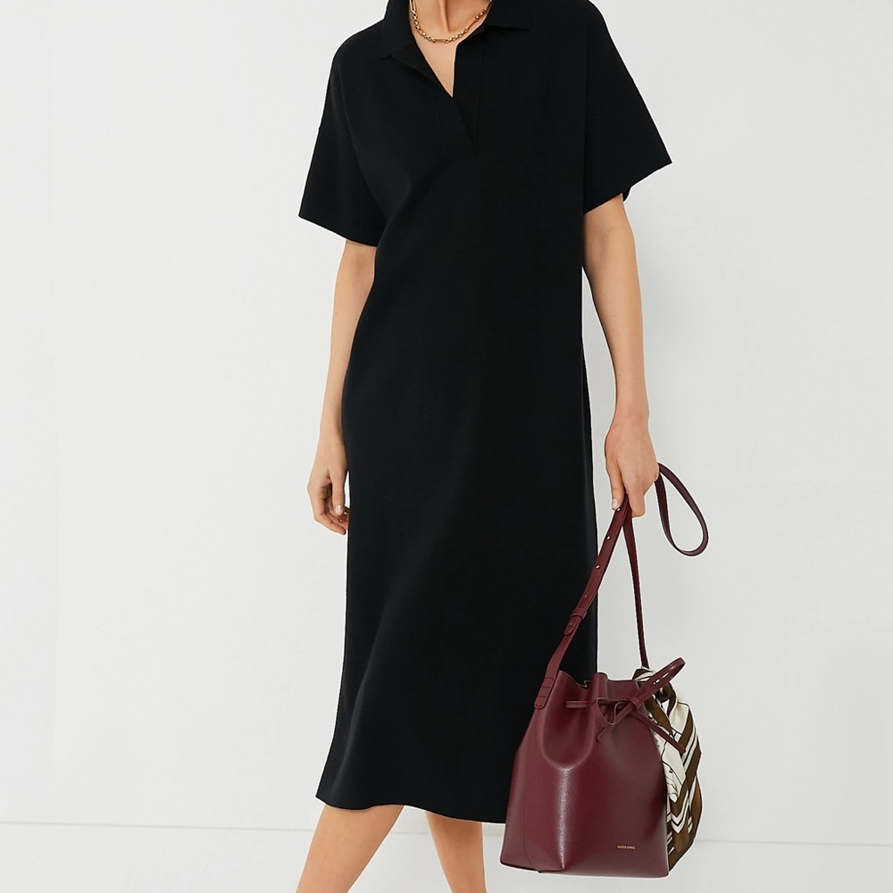 Tuckernuck Black Channing Polo Midi Dress Shift Collared